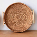 Handwoven Rattan Tray Basket