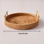 Handwoven Rattan Tray Basket