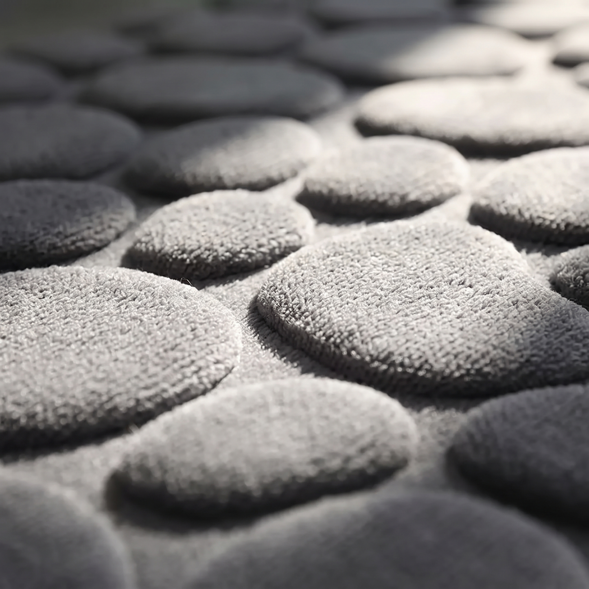 Close up of the raised cobblestone texture