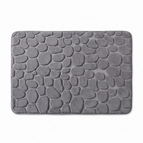 Grey cobblestone bath mat on white
