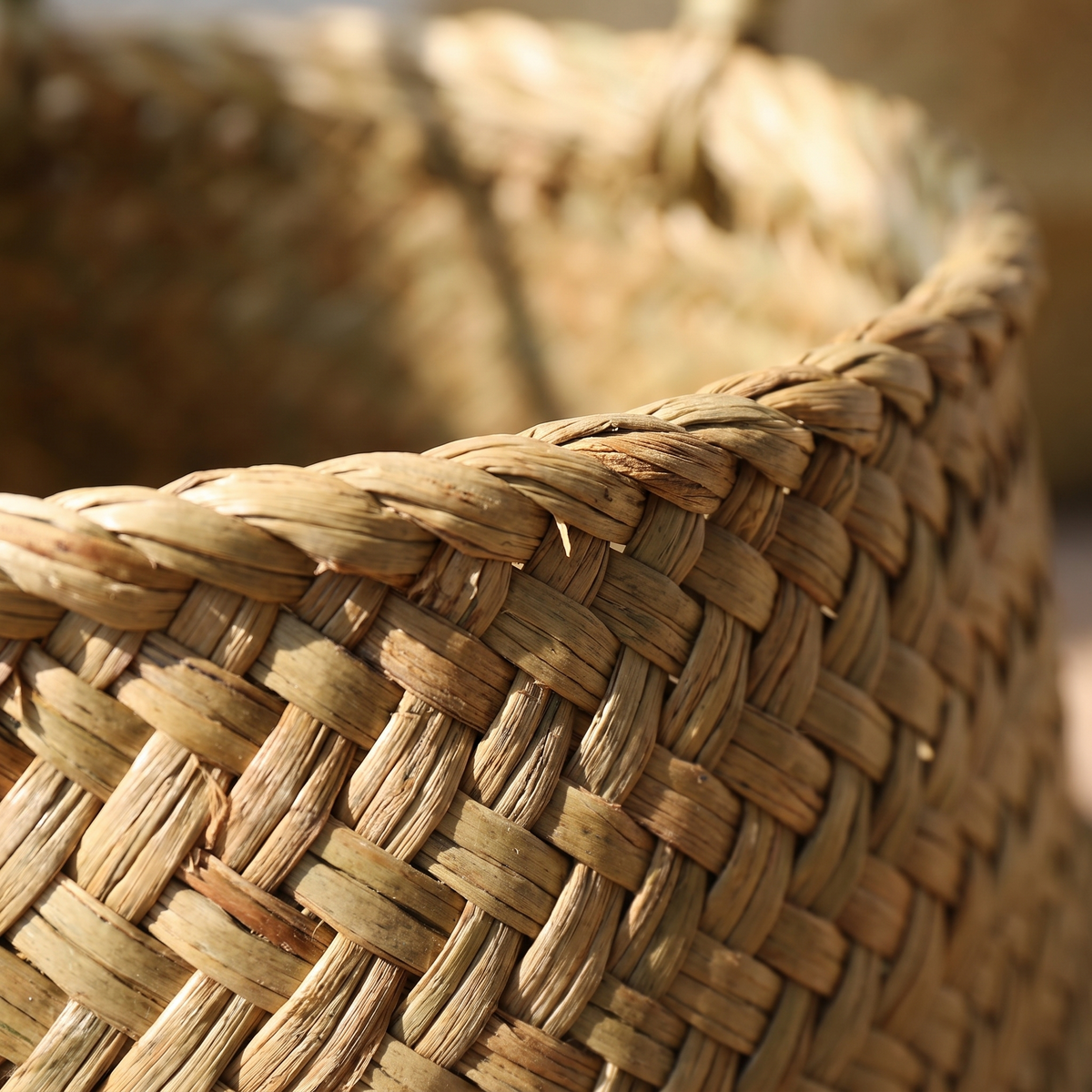 Close up of the handwoven seagrass weave